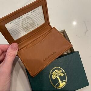 Levenger’s Card Wallet in Tan Cognac Camel Leather New in Box
